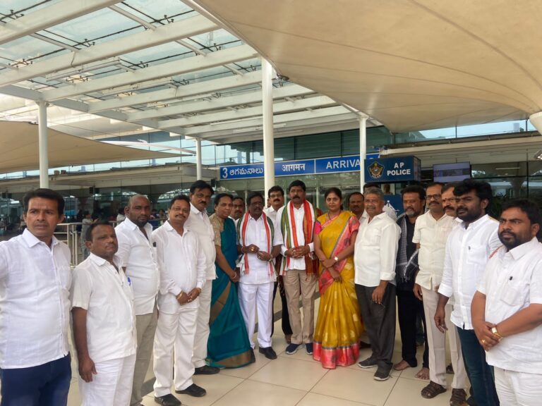 Gidugu Rudra Raju, the new president of APCC, was warmly welcomed in Gannavaram