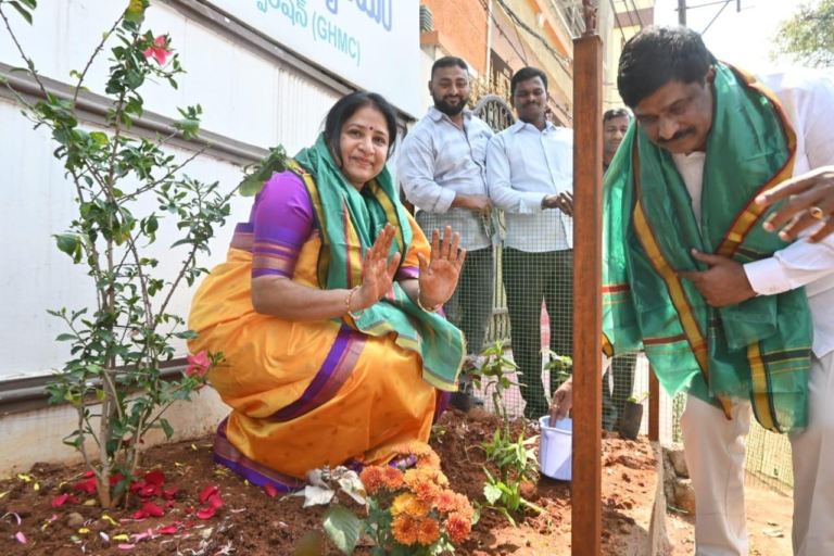 Saplings were planted by Deputy Mayor Mote Srilata Shobhan Reddy