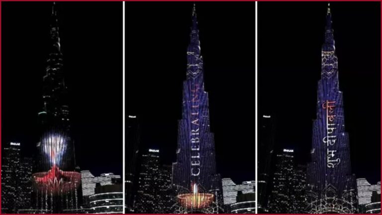 Diwali lights on Burj Khalifa