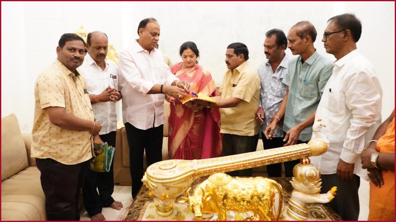 Inauguration of Kartika Masa Laksa Deepotsava brochure by Vemireddy couple