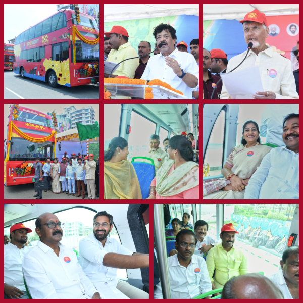 Double-decker buses on Visakhapatnam beach