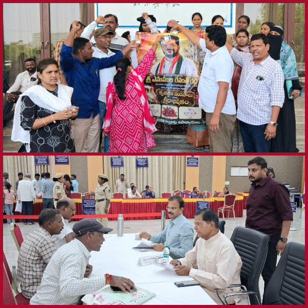 2008 DSC teachers anointing the portrait of Revanth Reddy